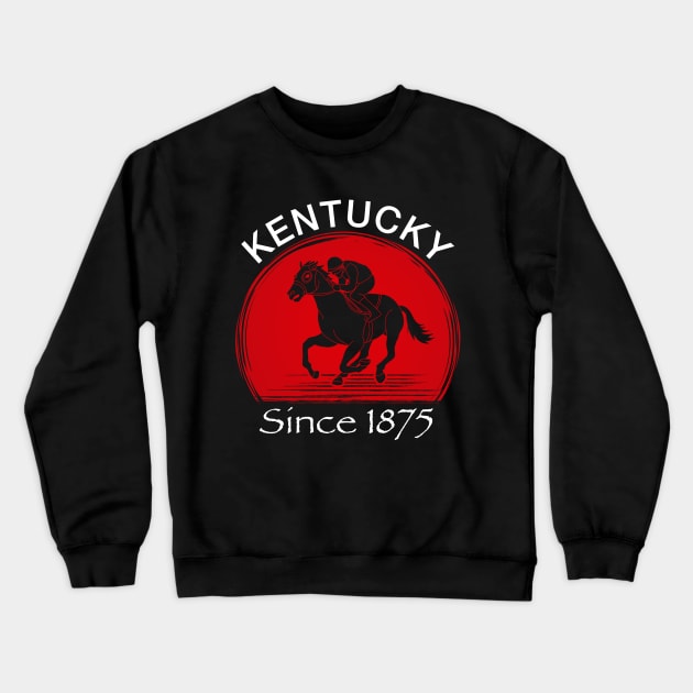 Kentucky Horse Racing Since 1875 Retro Derby Day Tee, Funny Derby Suit Kentucky Jockey Silhouette Design Crewneck Sweatshirt by Printofi.com